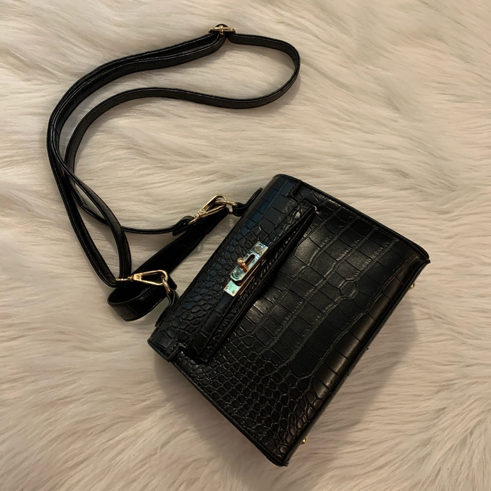 Croc embossed satchel